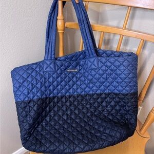 MZ Wallace Quilted Metro Tote in Black/Navy M